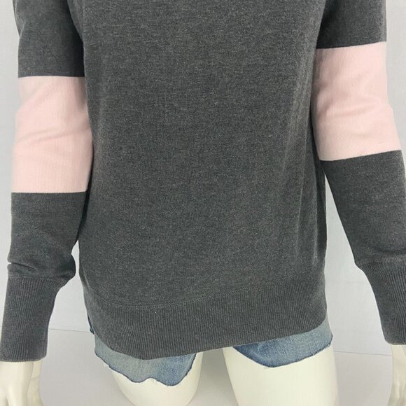 Athleta Women's Sweater Grey & Pink Scoop Neck Size M Long Sleeve Medium Weight - Picture 3 of 9
